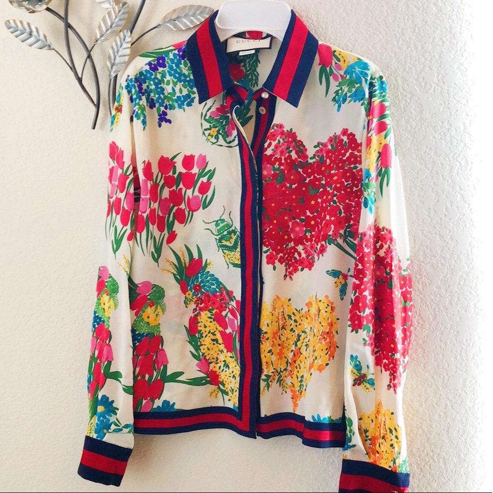 Authentic Gucci floral shirt button front blouse